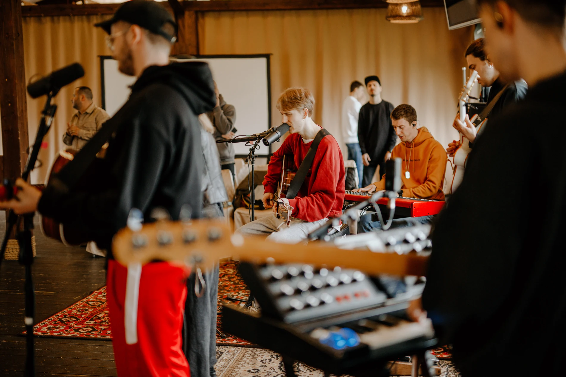 Young Christian leaders worshipping and making music together